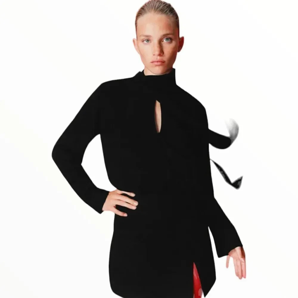 ZARA | Black | TIED MINI DRESS - Picture 6 of 12